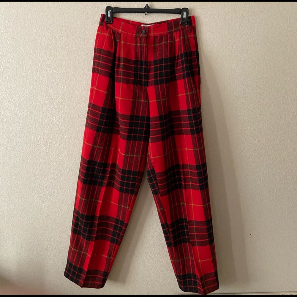 Vintage 90s United Colors of Benetton Plaid Wool Blend Trousers